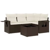Image de vidaXL Ensemble de salon de jardin 5 pièces avec coussins Marron Poly Rattan
