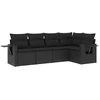 Image de vidaXL Ensemble de salon de jardin 5 pièces avec coussins noir poly rotin