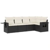 Image de vidaXL Ensemble de salon de jardin 5 pièces avec coussins noir poly rotin