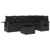 Image de vidaXL Ensemble de salon de jardin 6 pièces avec coussins noir poly rotin