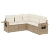 Image de vidaXL Ensemble de salon de jardin 5 pièces avec coussins Beige Poly Rattan