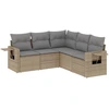 Image de vidaXL Ensemble de salon de jardin 5 pièces avec coussins Beige Poly Rattan