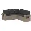 Image de vidaXL Ensemble de salon de jardin 5 pièces avec coussins gris clair Poly rotin