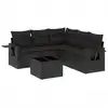 Image de vidaXL Ensemble de salon de jardin 6 pièces avec coussins noir poly rotin