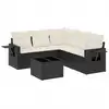 Image de vidaXL Ensemble de salon de jardin 6 pièces avec coussins noir poly rotin