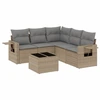 Image de vidaXL Ensemble de salon de jardin 6 pièces avec coussins Beige Poly Rattan