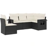 Image de vidaXL Ensemble de salon de jardin 5 pièces avec coussins noir poly rotin