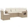 Image de vidaXL Ensemble de salon de jardin 5 pièces avec coussins Beige Poly Rattan