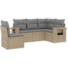 Image de vidaXL Ensemble de salon de jardin 5 pièces avec coussins Beige Poly Rattan