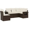 Image de vidaXL Ensemble de salon de jardin 5 pièces avec coussins Marron Poly Rattan