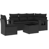 Image de vidaXL Ensemble de salon de jardin 6 pièces avec coussins noir poly rotin