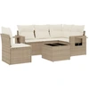 Image de vidaXL Ensemble de salon de jardin 6 pièces avec coussins Beige Poly Rattan