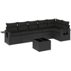 Image de vidaXL Ensemble de salon de jardin 7 pièces avec coussins noir poly rotin