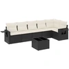 Image de vidaXL Ensemble de salon de jardin 7 pièces avec coussins noir poly rotin
