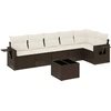 Image de vidaXL Ensemble de salon de jardin 7 pièces avec coussins Marron Poly rotin