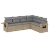 Image de vidaXL Ensemble de salon de jardin 6 pièces avec coussins Beige Poly Rattan