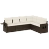 Image de vidaXL Ensemble de salon de jardin 6 pièces avec coussins Marron Poly Rattan