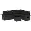 Image de vidaXL Ensemble de salon de jardin 7 pièces avec coussins noir poly rotin