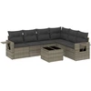Image de vidaXL Ensemble de salon de jardin 7 pièces avec coussins Gris Poly rotin