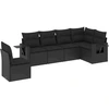 Image de vidaXL Ensemble de salon de jardin 6 pièces avec coussins noir poly rotin
