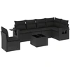 Image de vidaXL Ensemble de salon de jardin 7 pièces avec coussins noir poly rotin