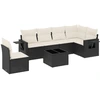 Image de vidaXL Ensemble de salon de jardin 7 pièces avec coussins noir poly rotin