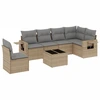 Image de vidaXL Ensemble de salon de jardin 7 pièces avec coussins Beige Poly Rattan
