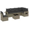 Image de vidaXL Ensemble de salon de jardin 7 pièces avec coussins Gris Poly rotin