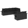 Image de vidaXL Ensemble de salon de jardin 7 pièces avec coussins noir poly rotin