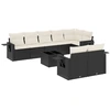 Image de vidaXL Ensemble de salon de jardin 9 pièces avec coussins noir poly rotin