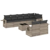 Image de vidaXL Ensemble de salon de jardin 9 pièces avec coussins gris clair Poly rotin