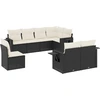 Image de vidaXL Ensemble de jardin canapé 8 pièces avec coussins noir poly rotin