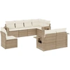 Image de vidaXL Ensemble de jardin canapé 8 pièces avec coussins Beige Poly Rattan