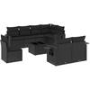 Image de vidaXL Ensemble de salon de jardin 9 pièces avec coussins noir poly rotin