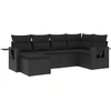 Image de vidaXL Ensemble de salon de jardin 6 pièces avec coussins noir poly rotin