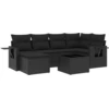 Image de vidaXL Ensemble de salon de jardin 7 pièces avec coussins noir poly rotin