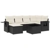 Image de vidaXL Ensemble de salon de jardin 7 pièces avec coussins noir poly rotin