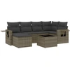 Image de vidaXL Ensemble de salon de jardin 7 pièces avec coussins Gris Poly rotin