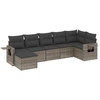 Image de vidaXL Ensemble de salon de jardin 7 pièces avec coussins Gris Poly rotin