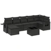 Image de vidaXL Ensemble de jardin canapé 8 pièces avec coussins noir poly rotin