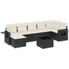 Image de vidaXL Ensemble de jardin canapé 8 pièces avec coussins noir poly rotin