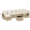 Image de vidaXL Ensemble de jardin canapé 8 pièces avec coussins Beige Poly Rattan