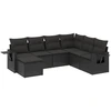Image de vidaXL Ensemble de salon de jardin 7 pièces avec coussins noir poly rotin