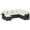 Image de vidaXL Ensemble de salon de jardin 7 pièces avec coussins noir poly rotin