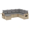 Image de vidaXL Ensemble de salon de jardin 7 pièces avec coussins Beige Poly Rattan