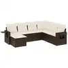 Image de vidaXL Ensemble de salon de jardin 7 pièces avec coussins Marron Poly rotin