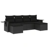Image de vidaXL Ensemble de salon de jardin 6 pièces avec coussins noir poly rotin