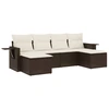 Image de vidaXL Ensemble de salon de jardin 6 pièces avec coussins Marron Poly Rattan