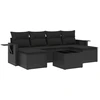 Image de vidaXL Ensemble de salon de jardin 7 pièces avec coussins noir poly rotin