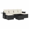Image de vidaXL Ensemble de salon de jardin 7 pièces avec coussins noir poly rotin